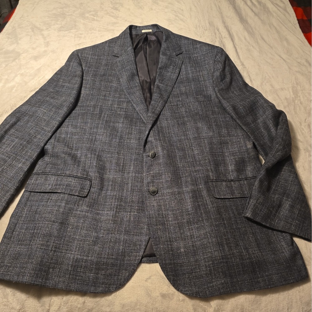 Joseph Abboud Mens 50L Wool Silk Linen Navy Blazer Sportcoat Suit Jacket Preppy